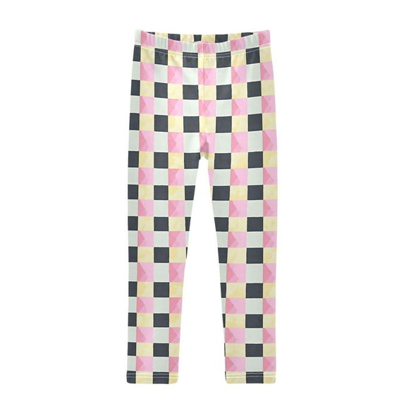 joogoo Girls' Leggings Pastel Checkered-a1 Yoga Pants 6T