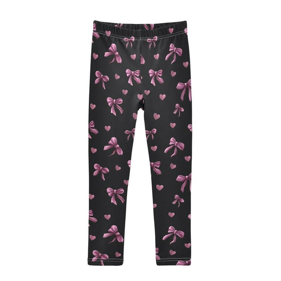joogoo Girls' Leggings Pink Purple Bows Yoga Pants 7-8T