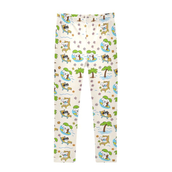 joogoo Girls' Leggings Puppy Dogs Palm Tree Yoga Pants 6T