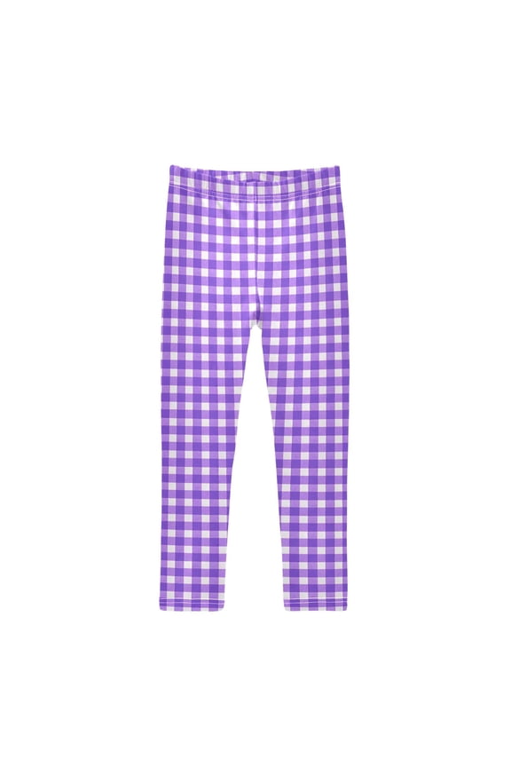 Girls' Leggings Purple Checkered Grid Yoga Pants 5T