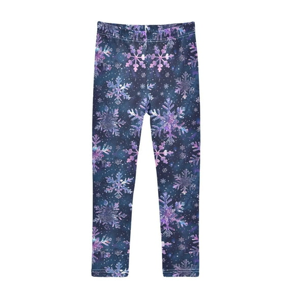 joogoo Girls' Leggings Purple Snowflakes Yoga Pants 9-10T