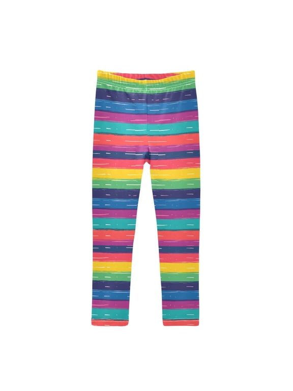 Girls' Leggings Rainbow Stripes Pattern Yoga Pants 5T