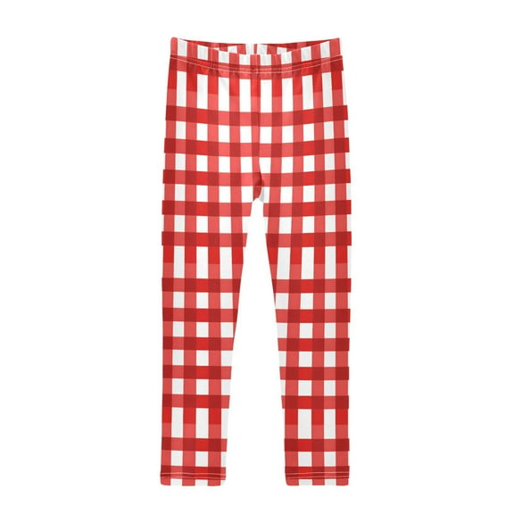 joogoo Girls' Leggings Red Checkered Yoga Pants 6T