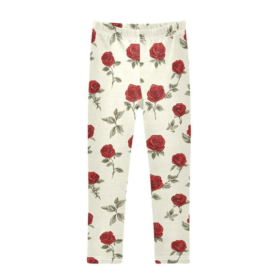 joogoo Girls' Leggings Retro Roses Flowers-i6 Yoga Pants 6T