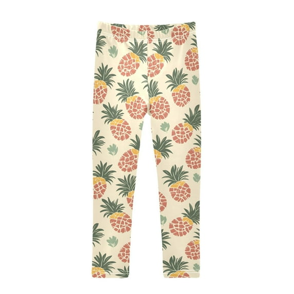 joogoo Girls' Leggings Retro Tropical Pineapple Yoga Pants 4T