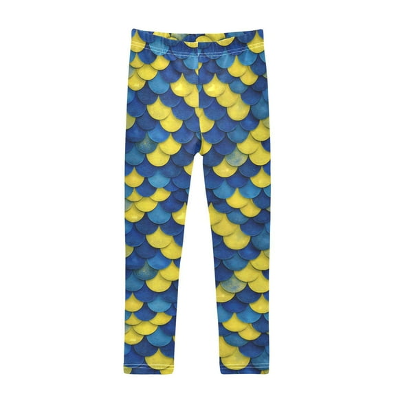 joogoo Girls' Leggings Scale Blue and Yellow Yoga Pants 5T