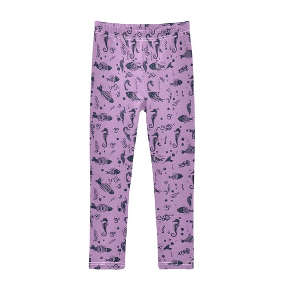 joogoo Girls' Leggings Seahorse Fish Bone Pattern Yoga Pants 6T