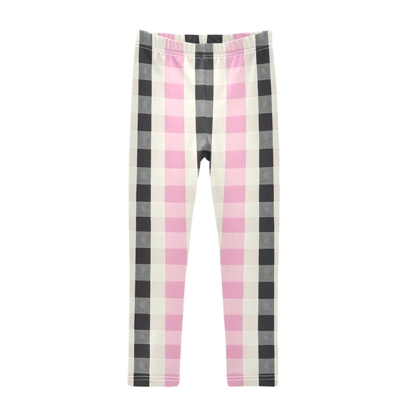 joogoo Girls' Leggings Soft Checkered Yoga Pants 4T
