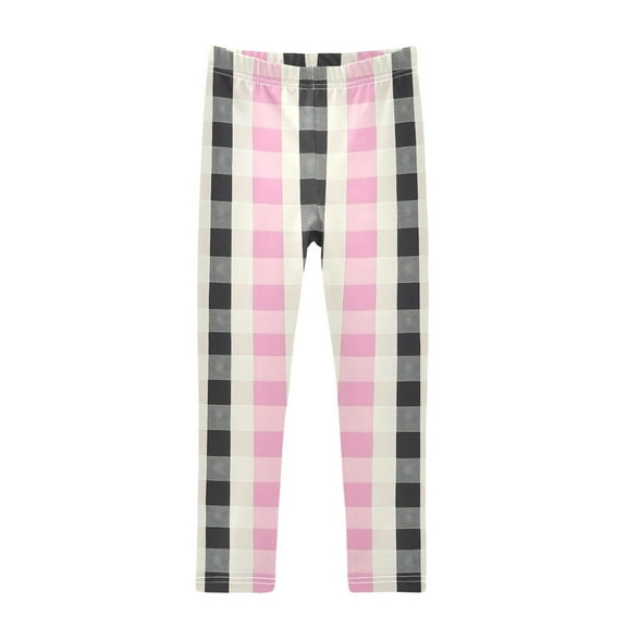 joogoo Girls' Leggings Soft Checkered Yoga Pants 5T
