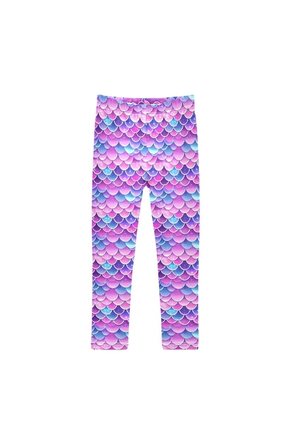 Girls' Leggings Sparkling Mermaid Scales Yoga Pants 6T