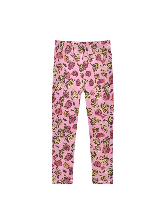 Girls' Leggings Strawberry Shape Leopard Yoga Pants 9-10T