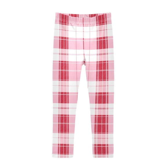 joogoo Girls' Leggings Tartan Checkered Pattern Yoga Pants 7-8T