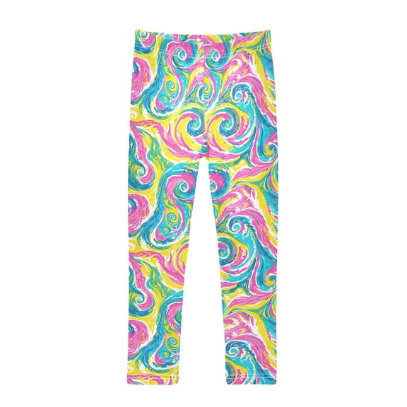 joogoo Girls' Leggings Tie Dye Swirl Green Yoga Pants 6T