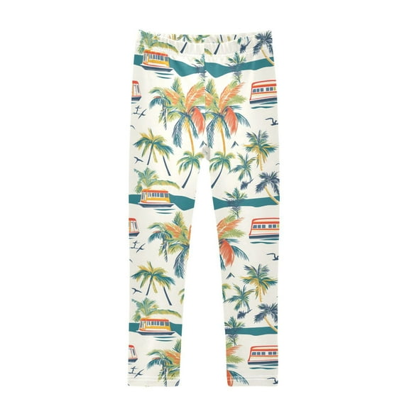 joogoo Girls' Leggings Tropical Tree Yoga Pants 9-10T