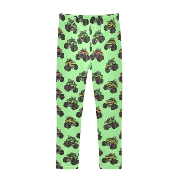 joogoo Girls' Leggings Trucks Cartoon Green Yoga Pants 6T