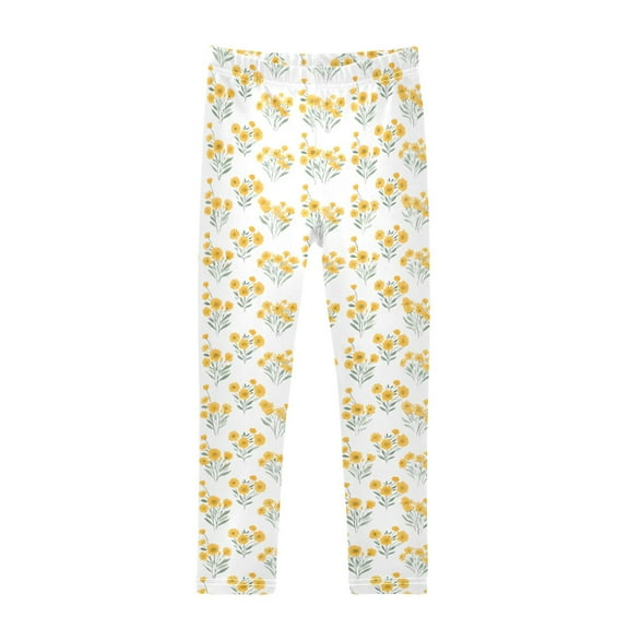 joogoo Girls' Leggings Yellow Floral Yoga Pants 5T