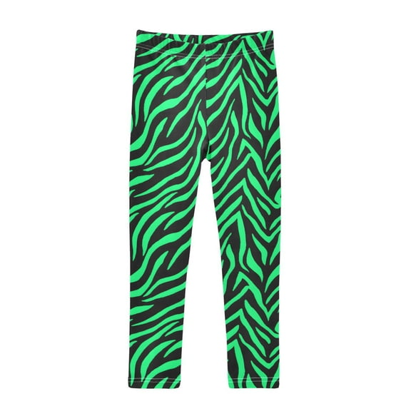 joogoo Girls' Leggings Zebra Stripes Green Yoga Pants 5T