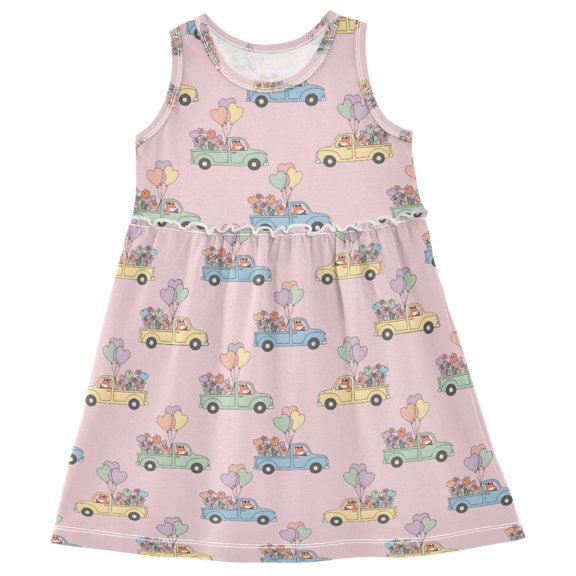 joogoo Girls Sleeveless Dress Cute Fox Driving Stylish Short Sleeve Dresses 4T