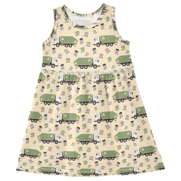 joogoo Girls Sleeveless Dress Garbage Trucks Stylish Short Sleeve Dresses 4T