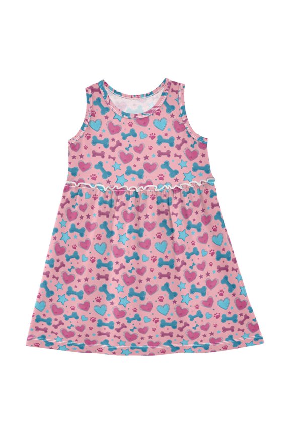 Girls Sleeveless Dress Love Bones Stars Stylish Short Sleeve Dresses 2T