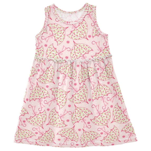 joogoo Girls Sleeveless Dress Pink Umbrellas and Floral Stylish Short Sleeve Dresses 8Y