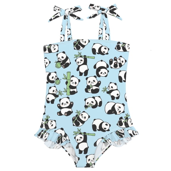 joogoo Girls Swimsuit with Pandas Cute Print One-Piece Swimwear Bathing Suit 4 Years