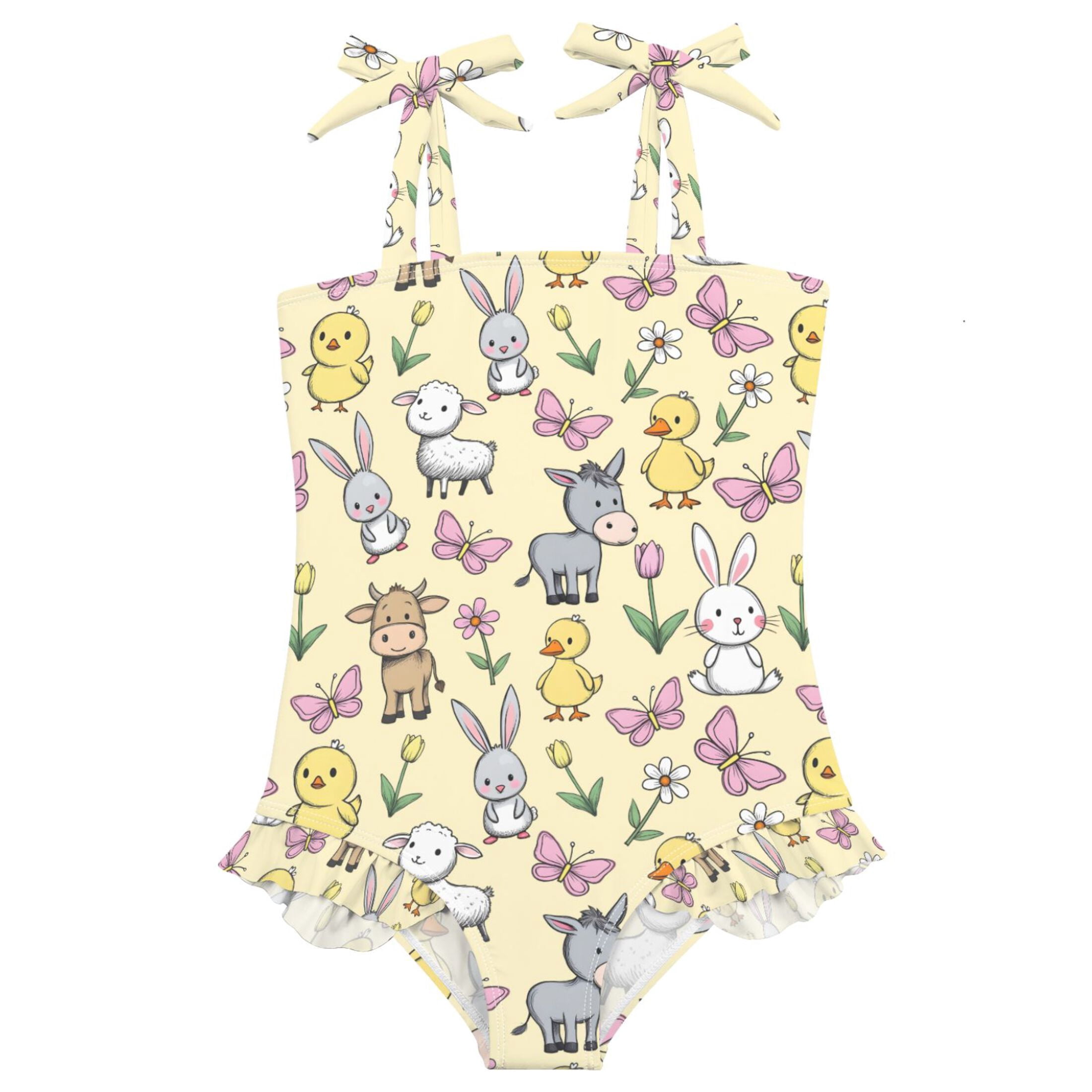 joogoo Girls Swimsuit with Rabbit Horse Sheep Butterfly Print One-Piece ...