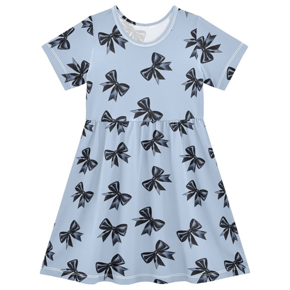 joogoo Glitter Bow Girls' Short Sleeve Dress Kids Dresses 5-6T