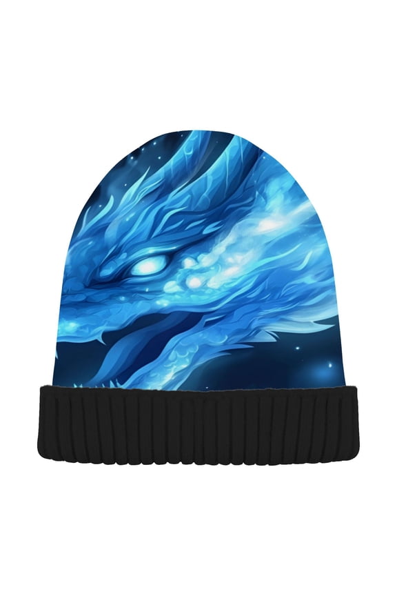 Glitter Dragon Beanie Hats Cuffed Winter Warm Knit Thick Beanies