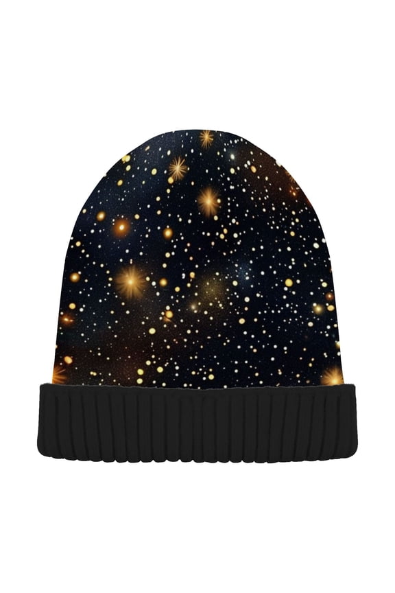 Glitter Shiny Galaxy Beanie Hats Men Women Cuffed Skull Cap Winter Warm Knit Thick Beanies