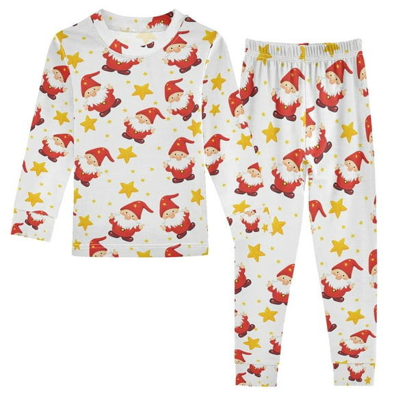 joogoo Gnomes Stars 2 Piece Long Sleeve Tee and Pants Cotton Pajama Set 5Y