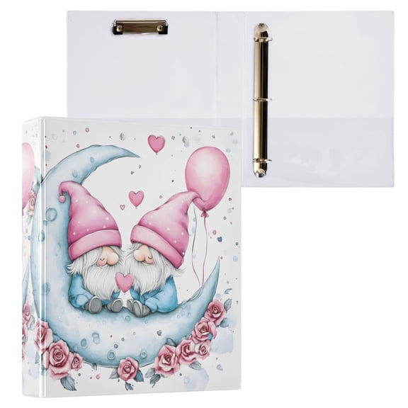 joogoo Gnomes on Moon Hardcover 3 Ring Binder 1.5" Round Rings Interior Pockets Binders Organizer 1 Pack