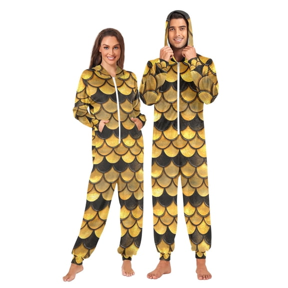 joogoo Golden Dragon Scales Unisex Adults Onesies Pajamas Jumpsuits L