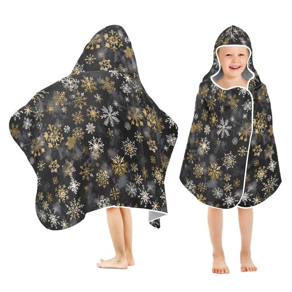 joogoo Golden Snowflakes Kids Hooded Beach Towel Baby Bath Towel 23.5"x50"