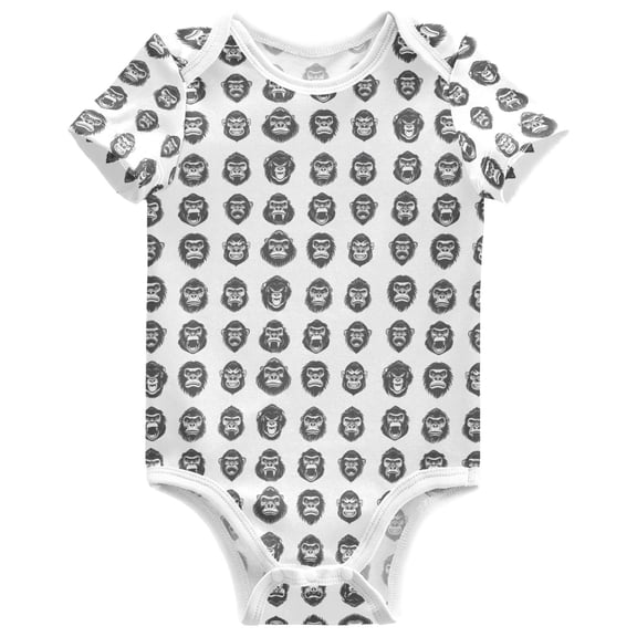 joogoo Gorilla Pattern Baby Bodysuits Short Sleeve Cotton Onesies Clothes 3Months