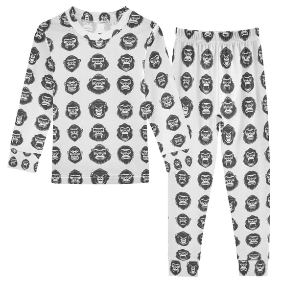 joogoo Gorilla Pattern Pajamas Set Long Sleeve Soft Cotton Sleepwear 2 Piece 24M