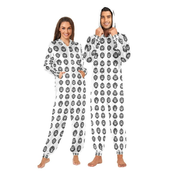 joogoo Gorilla Pattern Unisex Adults Onesies Pajamas Jumpsuits L
