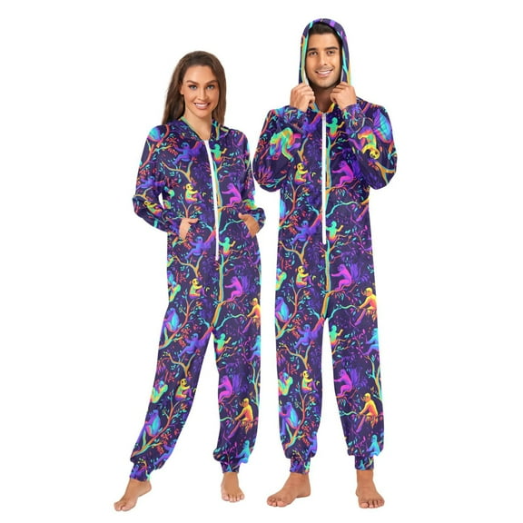 joogoo Gorillas Magic Style Unisex Adults Onesies Pajamas Jumpsuits L