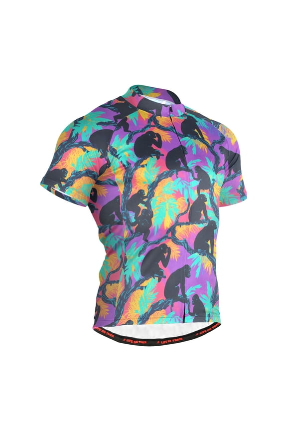 Gorillas Tie Dye Palm Men's Cycling Jerseys Mountain Bike Short Sleeve Tops S