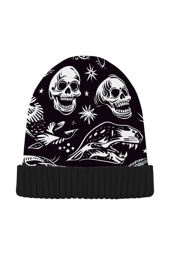 Goth Skeletons Beanie Hats Cuffed Winter Warm Knit Thick Beanies