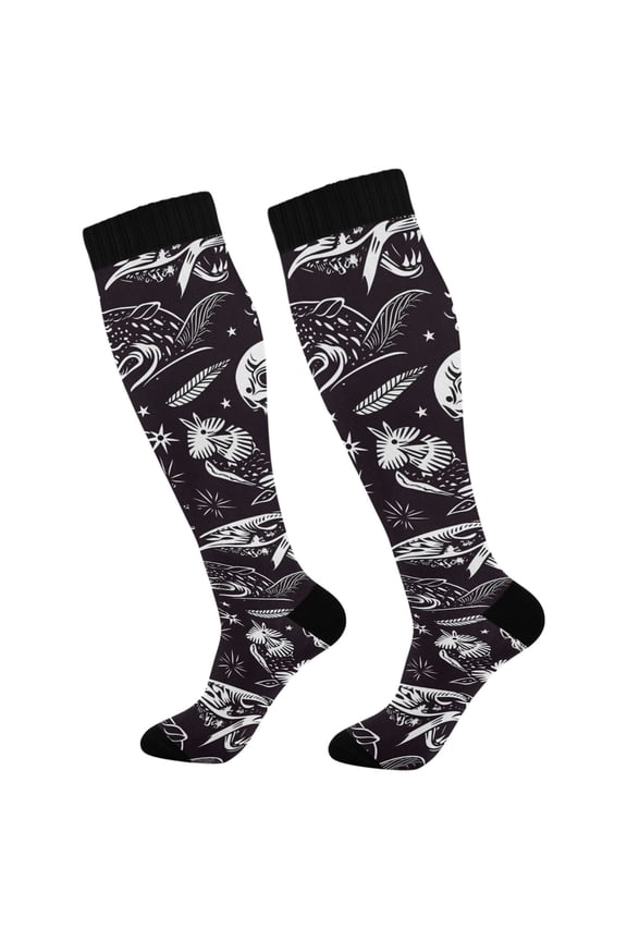 Goth Skeletons Socks Women Men Knee High Sock