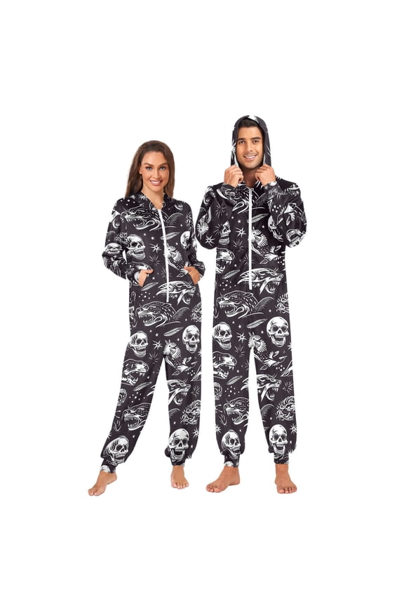 Goth Skeletons Unisex Adults Onesies Pajamas Jumpsuits XL