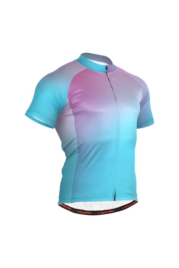 Gradient Blue Pattern Men's Cycling Jerseys Mountain Bike Short Sleeve Tops S