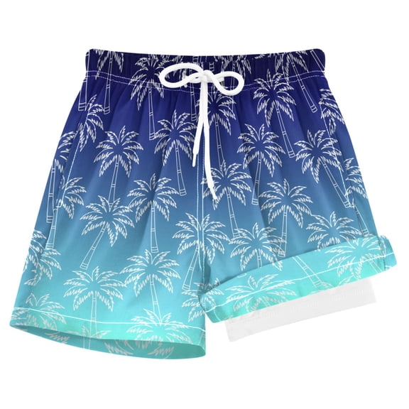 joogoo Gradient Palm Trees Boys Swim Trunks Beach Swimsuit Shorts Boxer 8Y