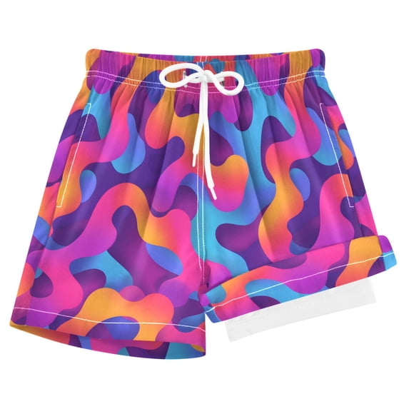 joogoo Gradient Rainbow Boys Swim Trunks Beach Swimsuit Shorts Boxer 4T