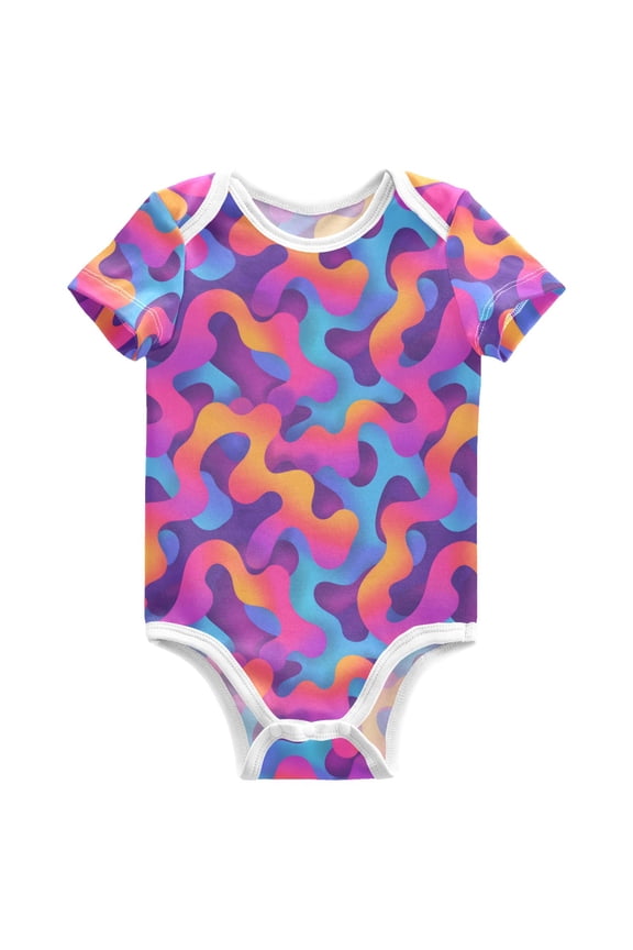 Gradient Rainbow Pattern Baby Bodysuits Short Sleeve Cotton Onesies Clothes 6Months