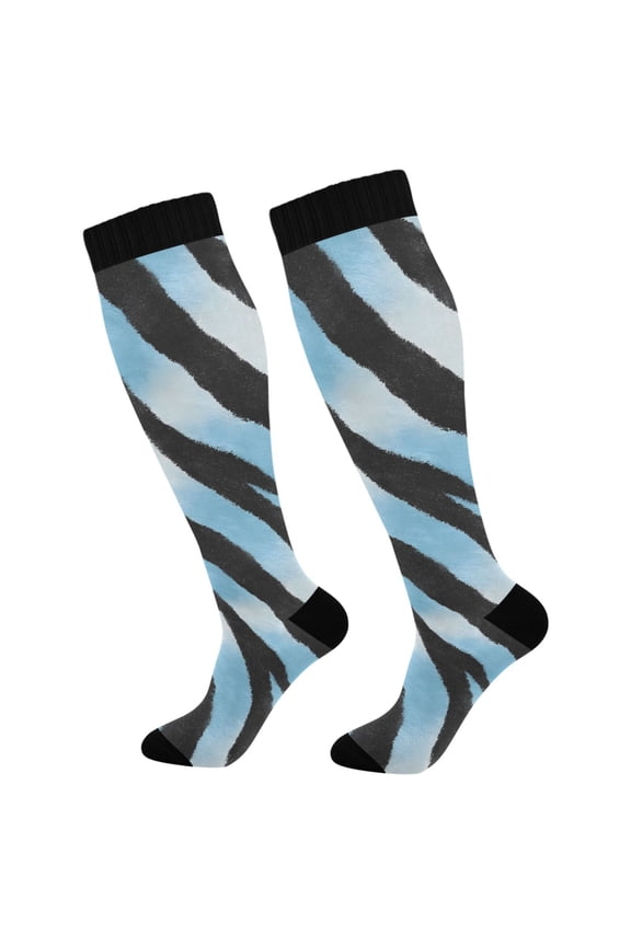 Gradient Zebra Skin Socks Women Men Knee High Sock