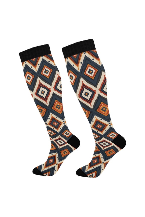 Graffiti Checkered Pattern Socks Women Men Knee High Sock