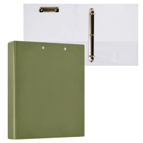 joogoo Grass Green Hardcover 3 Ring Binder 1.5" Round Rings Interior Pockets Binders Organizer 1 Pack