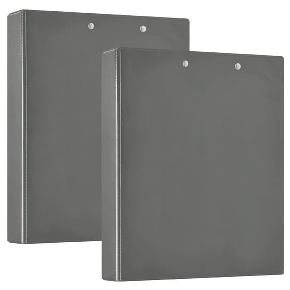 joogoo Gray Hardcover 3 Ring Binder 1.5" Round Rings Interior Pockets Binders Organizer 2 Pack